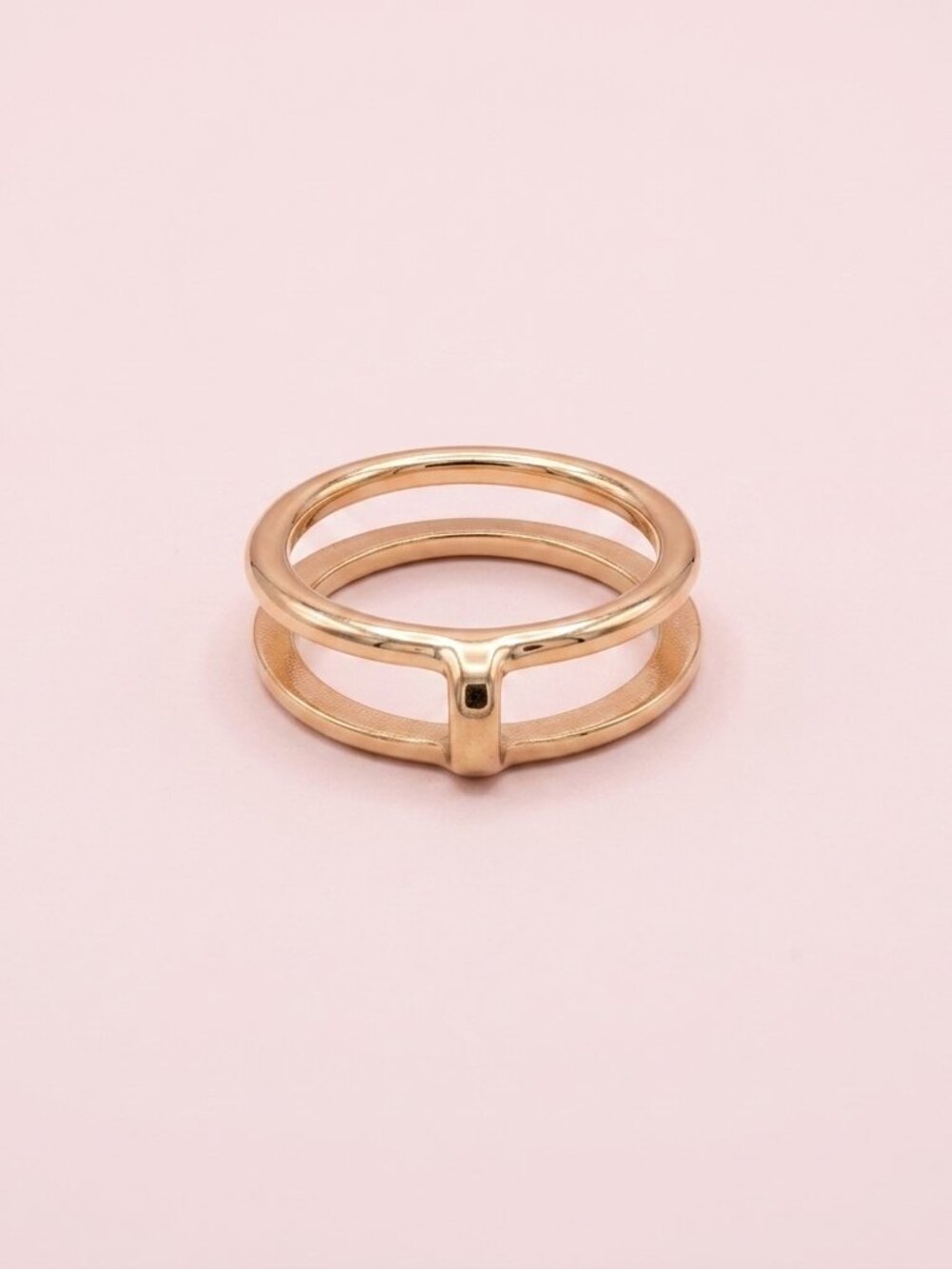 Vintage 70's Minimalist Double-Band Gold Ring Size 6